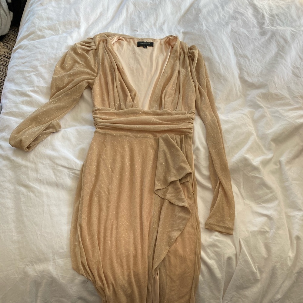 Long champagne dress with shimmer